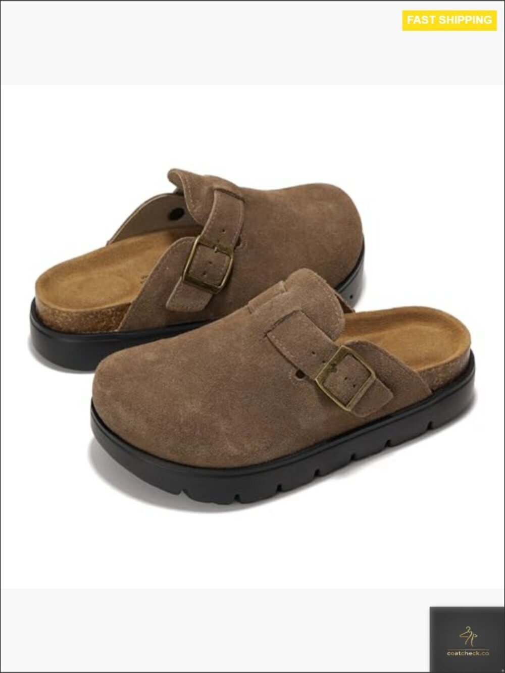 Leather Platform Clogs Memory Foam Arch Support Cork Footbed Chunky Mules - Picture 5 of 7